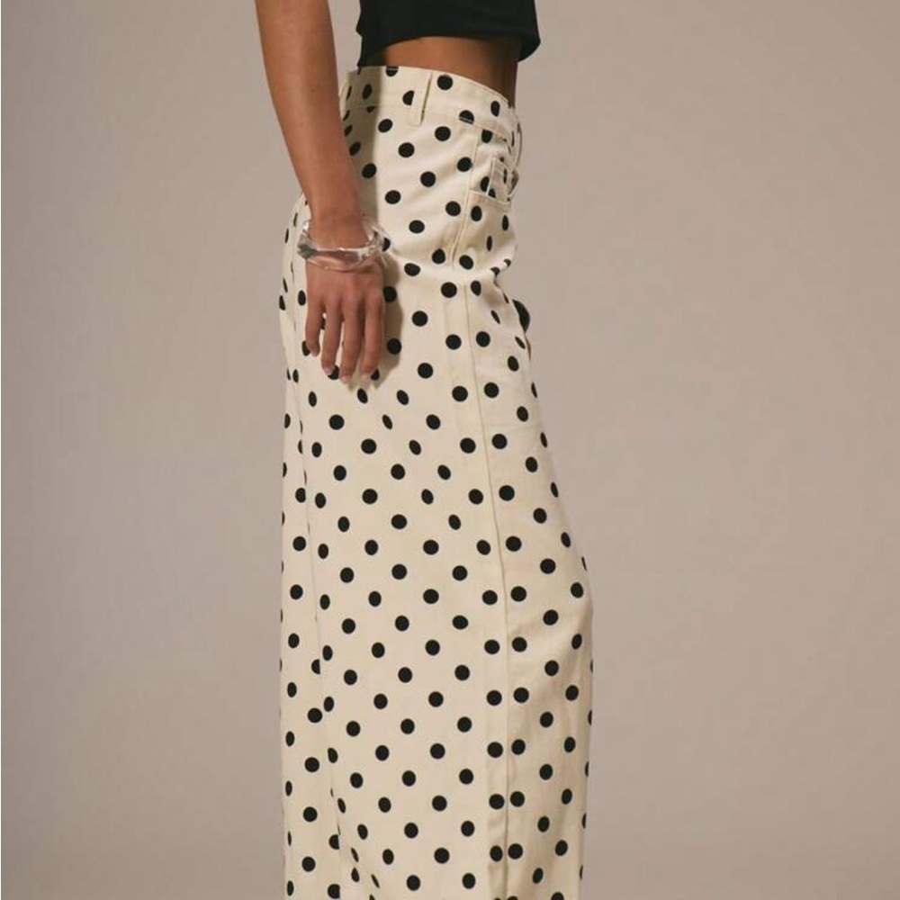 Polka Dot Wide-Leg Pants - Cream & Black - Picture 2 of 6